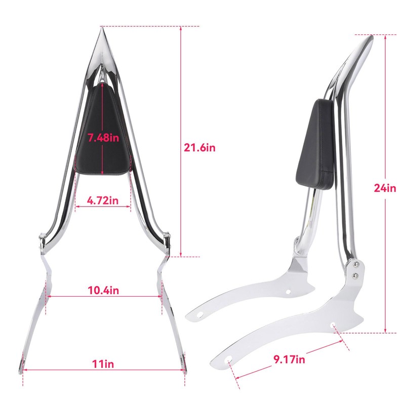 Aferrizu Passenger Rear Backrest Sissy Bar Luggage Rack Pad Kit
