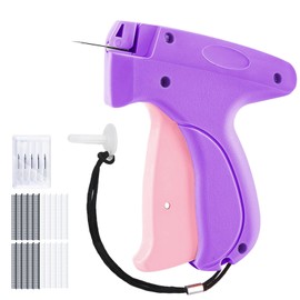Stitch Gun for Clothes - Stitchy Tagging Gun for Clothing - Handheld Stitch Gun Quick Clothing Fixer - Includes 6 Needle，1500 Black Fasteners & 1500 White Fasteners (Purple)