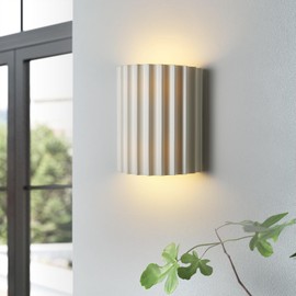 Fetason Modern LED Hardwired Wall Sconces Set of 2, White Resin Indoor Wall Mount Light Fixtures Up&Down Lighting for Living Room Bedroom Hallway Hall Stair