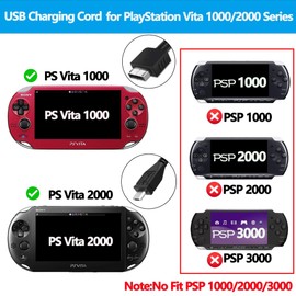 slpreake Charger for PS Vita,Replacement PSV Power Adapter with USB Charging Cable Compatible with PS Vita 1000/2000 Series Console