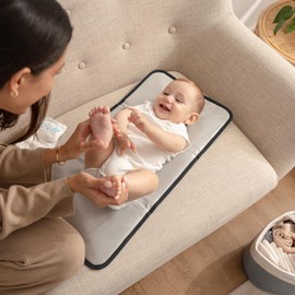 Comfy Cubs Baby Changing Pad Compact Size - Waterproof Diaper Changing Mat with Cushioned Pillow - Soft & Lightweight, Foldable Design for Travel - Stylish Design for Boys and Girls - Solid Grey