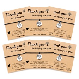 PINKDODO 3/6 Pcs Teacher Bracelets Teacher Gifts for Women, Teacher Appreciation Birthday Thank You Gifts, Stainless Steel, no gemstone