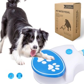 Outdoor Dog Drinking Water Fountain Step On, Automatic Dog Sprinkler Toy Foot Activated Drinking Water Dispenser Dogs Waterer with Hose for Small Medium Large Dog Cat Pet, 10.43x8.27x3.15in