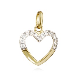 NKlaus 13269 Women's Pendant Heart 333 Yellow Gold 8 Carat 12 x 12 mm White Zirconia, Yellow Gold