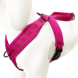 DogFad Dog Harness No Pull Pet Adjustable Reflective Breathable Outdoor Vest Comfortable Nylon Material Front/Back Leash Clips Working Dog Vest with Handle (Pink, XL (Girth 31"-38"))