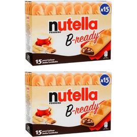 Ferrero: "Nutella B-ready " a crisp wafer of bread in the form of mini baguette stuffed with a creamy Nutella * 15 pieces * 10.13 oz (286g) * Pack of 2 [ Italian Import ]