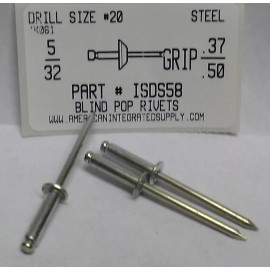 AmericanIntegratedSupply.com 5/32 BLIND RIVET DOMED HEAD .376-.500 GRIP STEEL RIVET STEEL MANDREL (1000)