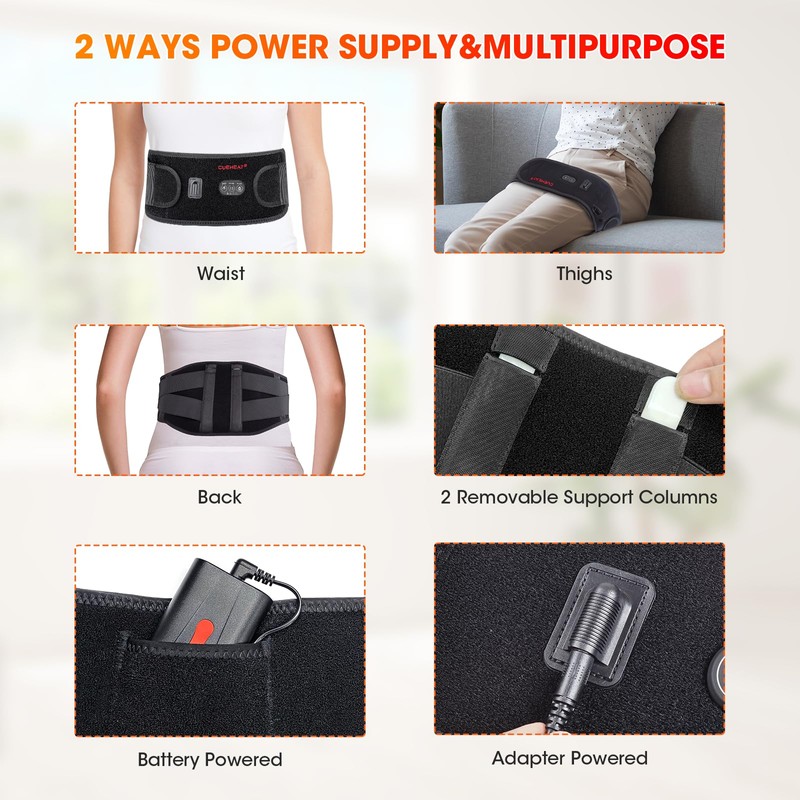 CUEHEAT Heated Waist Belt, Cordless Heating Pad for Low Back,
