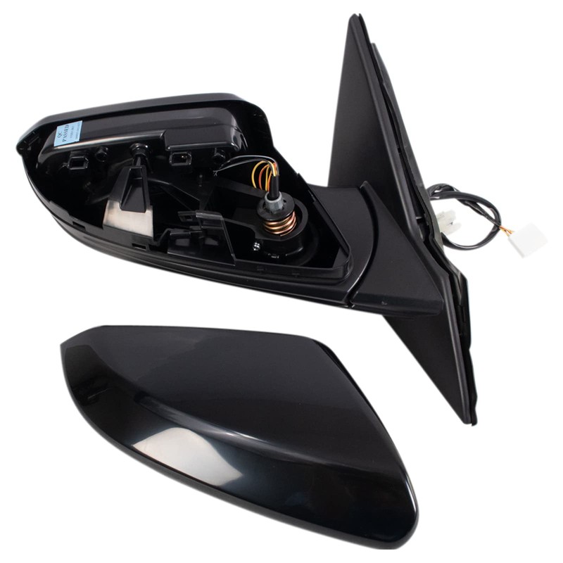 TRQ Passenger Side Mirror Assembly Power Heated Smooth Black Paint
