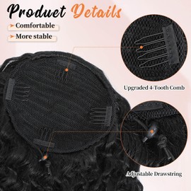 MS TAJ Clip in Ponytail Extension 8inch Copper Brown with light Ends Natural Soft Drawstring Curly Ponytail hair extensions Synthetic Pony Tail Extension Hairpiece Thick Add Length for Women Daily Use