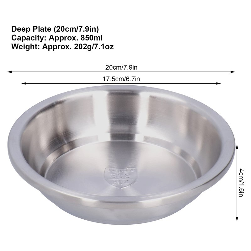 Stainless Steel Plate, Sturdy Kitchen Metal Plate Stackable for Kitchen