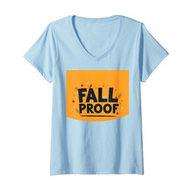 Fall Proof: Autumn Vibes with Floating Leaves V-Neck T-Shirt, Women, Baby Blue