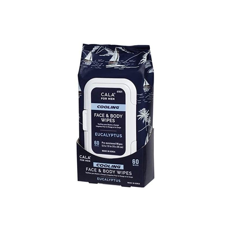 MEN'S COOLING FACE & BODY WIPES: EUCALYPTUS (60 SHEETS)