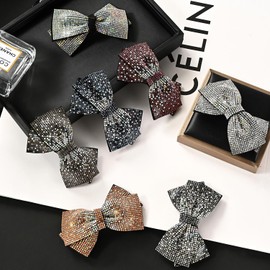 Whakano Glitter Hair Clips with Rhinestone Bow, Large Hair Bows Clip for Women and Girls, Automatic Hair Clips, Elegant Girls Hair Accessories, Hair Styling Accessories, Hair Clips, Golden B