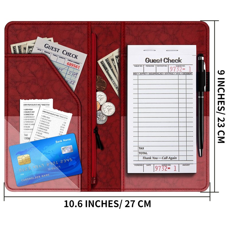 BVYA Server Book for Waitress, 5x9 Inch Server Book with