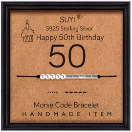 Suyi Morsecode Bracelet Birthday Gifts for Women Sterling Silver Bracelet Birthday Jewellery for 12 13 14 15 16 17 18 19 20 21 25 30 40 50 60 70 80, Sterling Silver, No information,