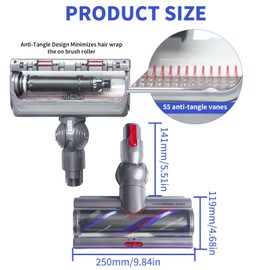 Upgrade High Torque Brush Head Replacement for Dyson V11, V15, V10, V8, V7 - Anti-Tangle Power Roller, Deep Carpet & Hard Floor Cleaner (Parts NO. 970100-05)