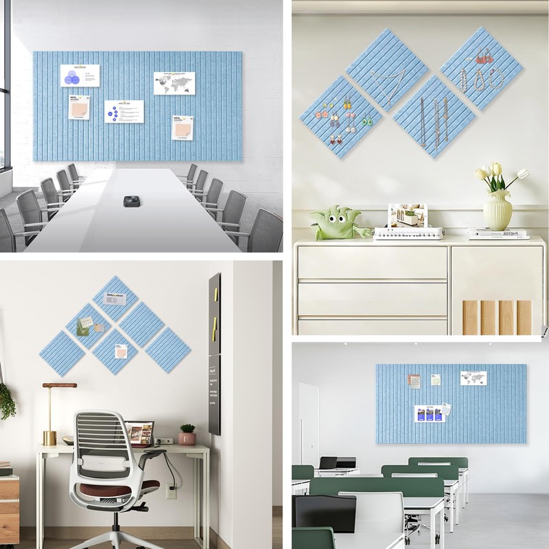 Large Cork Board for Office, 8 Pack Felt Wall Tiles
