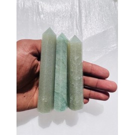 3pcs Set Nylon Green Aventurine Tower, Nylon Green Aventurine Point, Nylon Green Aventurine Wand, Crystal Tower, Crystal Obelisk, Crystal Point 3-4inche