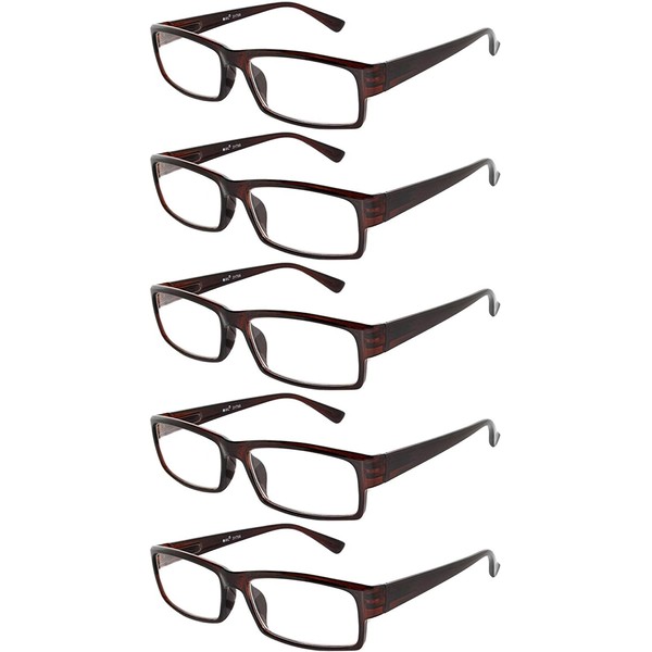 5 Pack of Reading Glasses Elegant Mens Womens Readers Designer +2.0