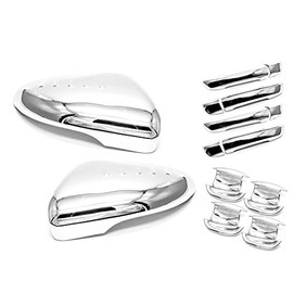 Sizver Chrome Door Handles + Bowls + Mirror Covers For Volkswagen Golf MK6