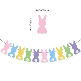 Happy Easter Banner Colorful Easter Bunny Banner Garland with Bunny Easter Carrot Signs Spring Easter Party Decorations for Mantle Fireplace