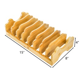 Frcctre Bamboo Pot Lid Organizer, Pot Lid Holder Organizer Kitchen Countertop Carbinet Storage Rack with 7 Adjustable Dividers for Pot Lids, Pans, Cutting Boards, Baking Sheets, Dinner Plates