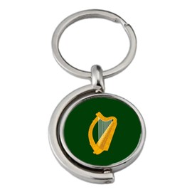 PJ4U Leinster Ireland Irish Spinning Double Sided Metal Keyring And Gift Bag