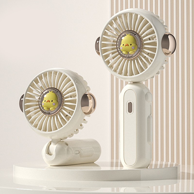 Handheld Fan Mini Foldable Portable Cartoon Design USB Rechargeable Pocket