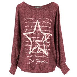 Emma & Giovanni - Pullover / Sweatshirt Loose Fit with Star Print - Women, red
