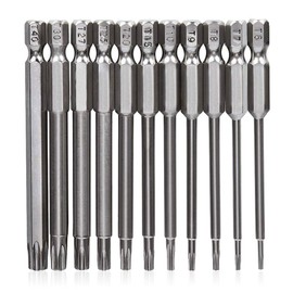 Saipor 11 Piece T6-T40 Torx Bits Screwdriver Set Magnetic Torx Screwdriver Set S2 Steel 1/4 Inch Hex Shank Torx Screwdriver Bits (100 mm Long)