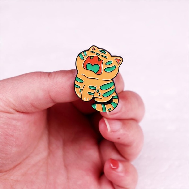 Tiger Enamel Pin Cute Cat Pin Badge Cartoon Tiger Cat