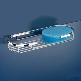 TATAY Krom oval basket, small format, functional design, with front opening, made of chromed brass and stainless steel.