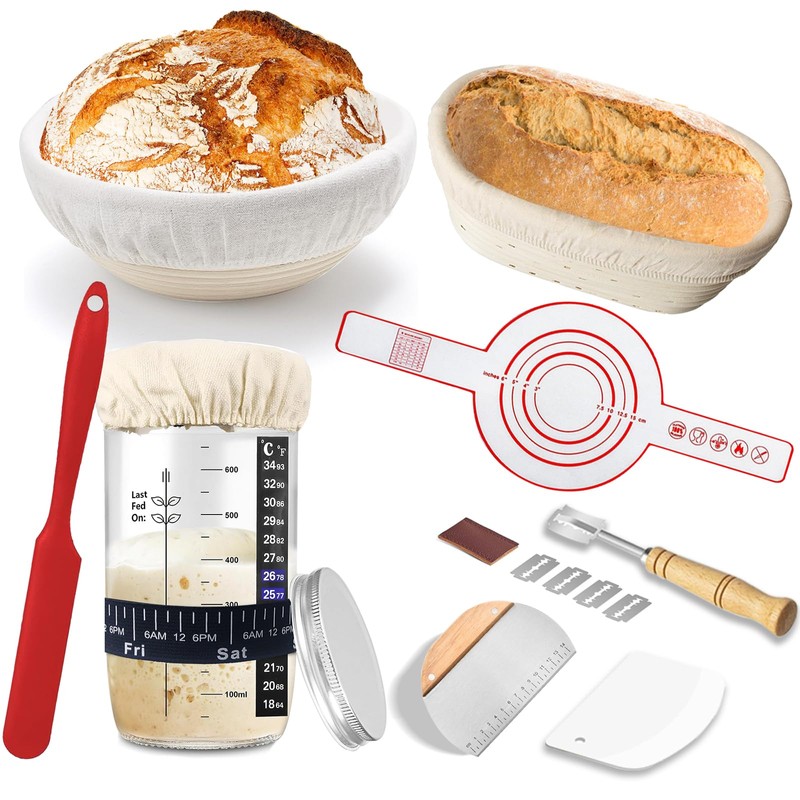 Sourdough Starter Kit,Sourdough Bread Baking Supplies Includes 24OZ Sourdough Starter