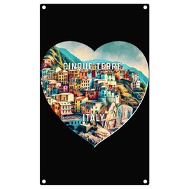 Cinque Terre Italy Travel Souvenir Destination Metal Sign 9 x 15 Heart Design