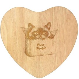 'Eww People Mad Cat in Box' Wooden Heart Shaped Chopping/Cutting Board (WB00081276)