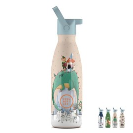 Cool Bottles - Thermosflasche für Kinder - Wasserflasche aus Edelstahl - 350 ml - Dragon Dreams - Kalte Getränke 36 Stunden und Heiße Getränke 18 Stunden - Farbprägung - BPA Frei