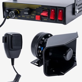 JAMTON 200W 12V 9 Tone Emergency Police Siren System, 180°Loud Speaker Horn, Handheld Microphone, for Emergency Vehicles Truck Firefighters Ambulance