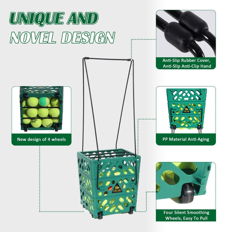 OLE ANDIGO Tennis Ball Basket Tennis Ball Hopper with Wheels