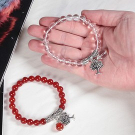 Nupuyai Tree of Life Healing Crystal Bracelet for Women Men, Chakra Stretch 8mm Bead Bracelet for Unisex Carnelian