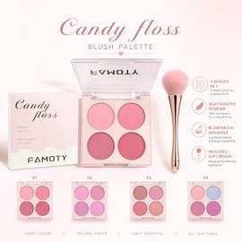 4 Color Blush Palette with Brusher Set for Cheeks(#02)