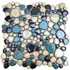 Primoon Pebble Tiles 5 Sheets, Aqua Teal Blue Mosaic Tiles