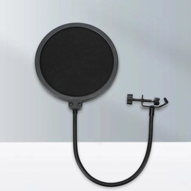 Poemtian Microphone Pop Filter Mask Shield for Microphone,Mic Dual Layered Wind Pop Screen with A Flexible 360° Gooseneck Clip Stabilizing Arm for Vocal Recording and Live Broadcasting