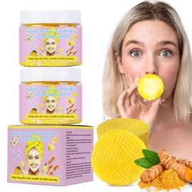 Kojic Acid & Turmeric Cleansing Pads - 100 Facial Cleansing Wipes with Vitamin C & B5 for Brightening, Exfoliating, Hydration & Gentle Dead Skin Removal | Hypoallergenic, Dermatologist-Tested