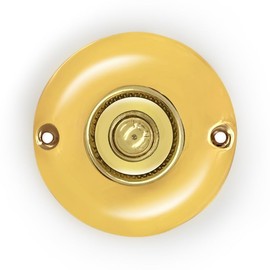 A29 Polished Lacquered Brass Doorbell Button – 3" diameter – Vintage Antique Style Push Button Doorbell with Recess Mount – Wired for Two-Wire Chimes, Weather Resistant Finish, Easy DIY Installation