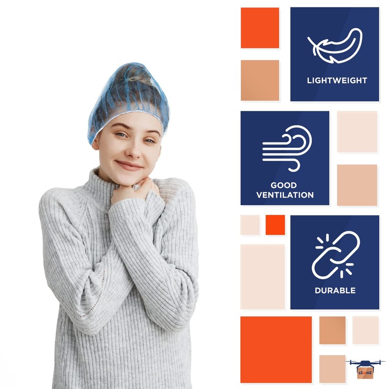 Amazing Supply 1000 Pack Blue Disposable Nylon Hair Nets 24"