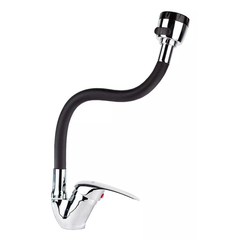 CNX Mezcladora Monomando Con Cuello Flexible Negro