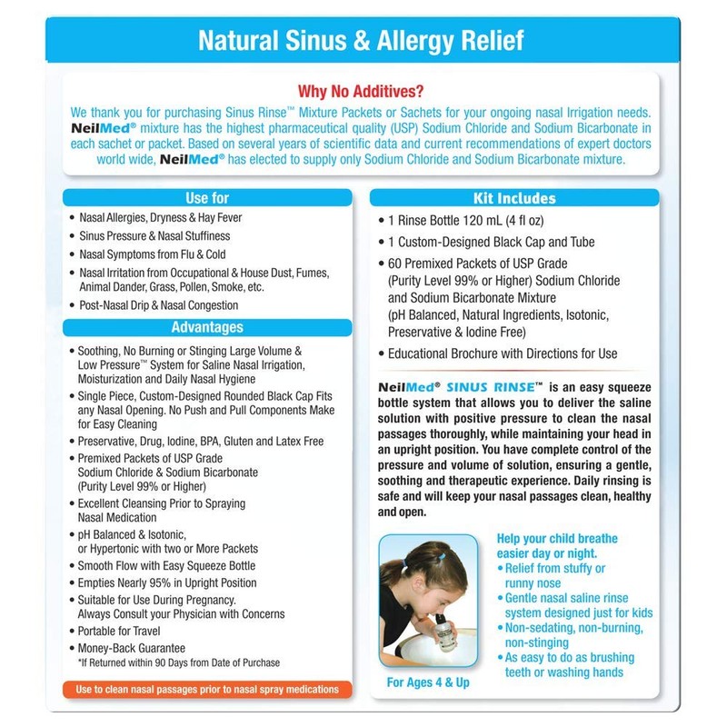 Neilmed's Sinus Rinse, Pediatric, Complete Saline Nasal Rinse Kit 60