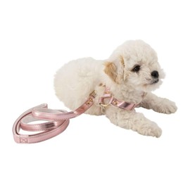 MAYPET | Pechero para perro pequeño con correa tamaño chico - Color rosa metálico
