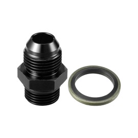 Hihaha Fuel Fitting with Washer/Inner Fuel Line Male Flare Adapter for Car/Durable Aluminum Alloy Metric M18x1.5 to 8AN Male Flare Adapter / 1 Set Black